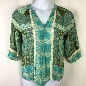 Bila Sheer Blouse Top Size Medium Paisley Boho